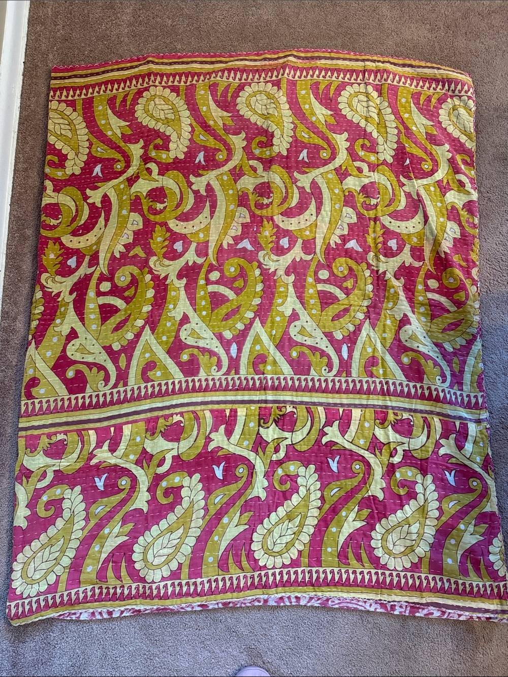 Handstitched Kantha Quilt Double Sided